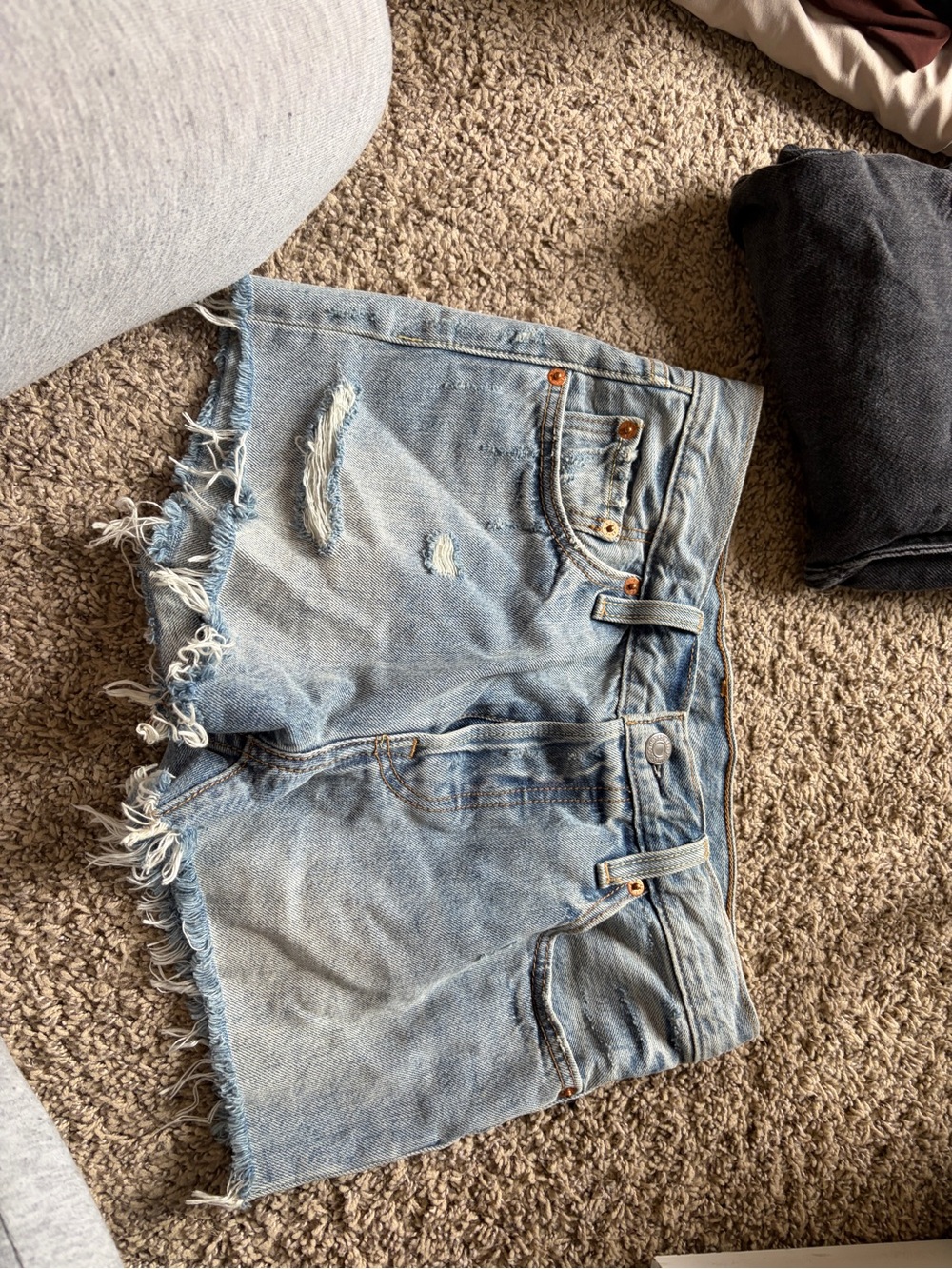 Levi's Light Blue Distressed Denim Cutoff Shorts